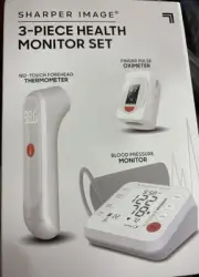 Sharper Image 3 Piece Health Monitor Set Thermometer Pulse Oximeter BP Monitor