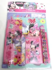 Minnie Mouse 11 Piece School Set Folders, Pencils, Pouch, Eraser Spiral Notebook