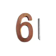 A.FRESCO Steel House Number SIX Wall Address Sign/Plaque 22.9x40cm Rust