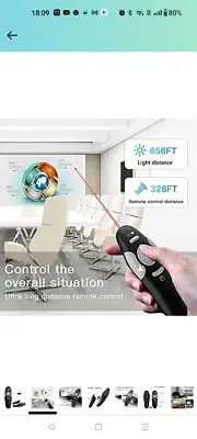 Presentation Clicker Wireless Presenter USB Control Powerpoint PPT Clicker RF...