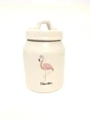 Rare/Dimpled "RAE DUNN" by Magenta Small Canister "Flam enco"