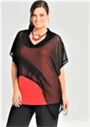 TS TAKING SHAPE plus sz M / 20 Girl With The Jewels Top sheer hi-lo cover NWT!