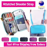 Travel Wallet Passport Card Holder Pouch Organiser iPhone Zip Case wt Strap Grey