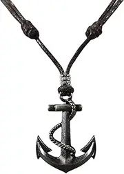 [BlueRica] Metal Anchor Pendant on Adjustable Cord Necklace