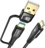 USB-C to USB-C Cable 2M 100w Fast Charger 2 in 1 USB A/C to USB-C Nylon Braid Cord for iPhone 16 15 Pro Max Plus MacBook iPad Pro Air Mini 6, Samsung Galaxy S25 S24 S23 S22 S21 S20 Note 20 10 Pixel