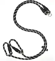 Double Leash for Two Dogs Double Dog Leash Coupler Extension Rope No Tangle Dual Splitter for Large Medium Dogs up to 40 lbs(1/2" X 33" Black)