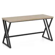 Costway Computer Desk Home Office Desk w/Heavy-duty Metal Frame & Crossbar Writing Desk Black