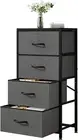 Dresser with 4 Drawers, Fabric Storage Tower, Dresser Chest of Drawers with Wood