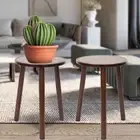 2PC Heavy Duty Thick Bamboo Plant Stools Holder Round Side End Table Chair Stand
