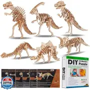 calary 3D Wooden Puzzle Simulation Animal Dinosaur Assembly DIY Model Toy for
