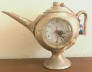 Clock Tea Pot Teapot Pointy Tip Kitchen Living Room Decorative Collectable