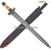 Hand Forged Damascus Steel Battle Ready Sword in Storm Firestorm Viking Sword
