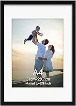 Hoikwo A4 Black Document Picture Frame, Display Pictures 6x8 with Mat or 8.3x11.7 Certificate Without Mat, 1 Pack A4 Award Frame for Wall Hanging and Table