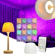 Ocean Wave Projector Lamp with Lampshade 16 Colors Gradual Rotating Flame Lamp, Mushroom Lamp with 3 Colors, Water Ripple Night Light with Remote Control, Atmosphere Lights for Party/Gift,White