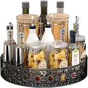 LDXDRU Lazy Susan Turntable 28 cm Kitchen Turntable Organiser 360° Rotating Spice Rack Can Be Used in The Kitchen Rotating Spice Rack Organiser System Bathroom Rotating Tray Black