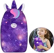FIODAY Car Seat Belt Covers for Kids Unicorn Seat Belt Pillow Soft Seat Belt Cushion Adjust Seat Strap Pillow Head Neck Support for Children Boys Girls Travel, Deep Purple