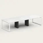 Recess 6 Seat Desk | Office Desk | Office Workstation, White/White / No Power / Boxed