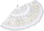 ADOCARN Fabric Fan Hand Fans Vintage Handheld Fan Lace Fan for Tea Party Decorative and Practical