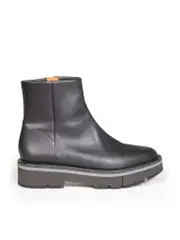 Black Leather Chunky Boots