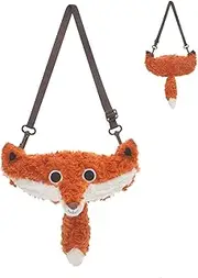[Generic] Plush Animal Fox Bags - Hangable Fox Design Pouch | Portable Stuffed Fox Tote | Women Plush Messenger Bag | Creative Girls Messenger | Chic Cute Shoulder Bag For Weekend Trips, Parties And Casual