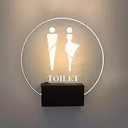Toilet Sign Bathroom Door Sign Men's and Women's Restroom Signs, LED Restroom Sign, Wall Mount Toilet Lighted Sign, 7 Inch Round Bathroom Signs for The Office, Business or Home