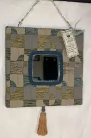 Cosmopolitan Handmade Shabby Chic Green 10"x10" Glass Mirror Bottom Tassel - New