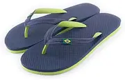 [R-ISLAND] Men's Flip Flops Brazil Logo Adult Flip Flops Great for Home Beach Pool, Dark Blue and Green, 9.5 AU
