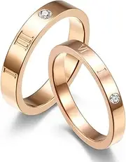 RIUKIU Roman Numerals 1314 Couple Ring, Fashionable Stainless Steel Men's and Women's Rings,Ouro rosa,7