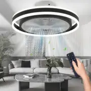 50cm Bladeless Ceiling Fan with Lights Remote Control Modern Dimmable Enclosed B