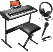 61-Key Portable Electronic Keyboard Piano with Stand, Stool, Headphones, Microph