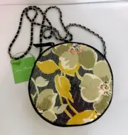 VERA BRADLEY Shimmer Evening Bag Dogwood Pattern - Black & Yellow Sequins - NWT
