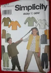 Simplicity 7043 Kids Tops Pants Vest Sewing Pattern size 7 - 14