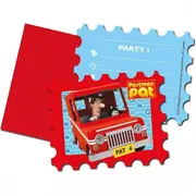 Postman Pat Logo Invitations (Pack of 6) Red/Blue/White One Size