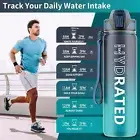 32oz Water Bottle with Straw & Time Marker - BPA Free, Gym Fitness, Leakproof