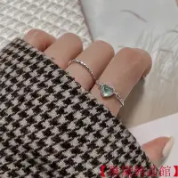 在飛比找蝦皮購物優惠-韓版戒指 愛心鏈條抽拉式戒指ins韓版炫彩心形月光石食指指環