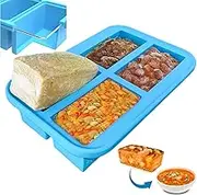 Ozwen 1-Cup Large Ice Cube Silicone Freezing Tray with Lid, Easy Meal Prep Thanks to Souper Freezer Food Cubes Container, Freezer Moulds and Food Storage for Soup&Sauce&Broth&Leftovers (1-Pack, Blue)