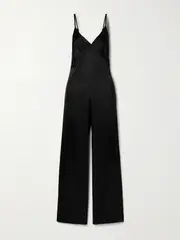 [Rivet Utility] Rivet Utility - Foxy Open-back Silk-blend Satin Jumpsuit - Black - small small Black