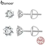 BAMOER S925 0.5CT 和 1CT 八爪莫桑石耳環女士婚禮和生日禮物 MSE019