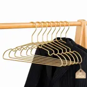 Premium Clothes Hangers 16.5" Metal Gold Coat Hangers Non Slip Hook Laundry W...