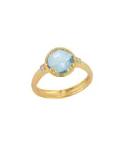 I. REISS 14K 1.80 ct. tw. Diamond & Blue Topaz Cocktail Ring 7 NoColor