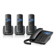 C42 Corded Phone System + 3 Digital Cordless Handsets w/Answering Machine, Ca...