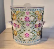 New Floral Country Acrylic Ice Bucket W/Lid & Tongs Party BBQ Flower Barware