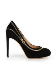 Black Suede Zip Accent Platform Heels