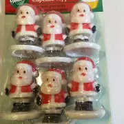 Wilton Bobbling Santa Clause Christmas Cake Cupcake Toppers (6) In Pkg NOS 2006