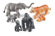 Learning Resources Jumbo Jungle Animals: Mommas and Babies, Momma and Baby Elephant, Momma and Baby Gorilla, and Momma and Baby Tiger, 6 Animals