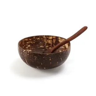 天然椰殼碗椰子木勺攪拌勺調羹海南老椰子殼叉刀水果沙拉碗