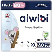 AIWIBI Royal Care Baby Nappy Pants, Size 5 (12-17kg) 80 Count, Ultra Thin, Super Absorption, 360 Stretchy Waistband, Hypoallergenic Training Underwear (2 X 40 Pack)