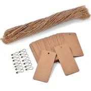 200PCS Price Tags with Pre Cut Jute String and Safety Pins,LOOMY Blank Brown ...