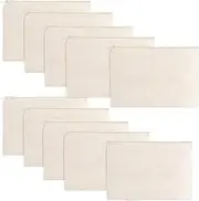 Juinelate 10 Pack Large Blank Canvas Makeup Multi-Purpose Cosmetics Bag with Zipper, Beige, Beige, 10 Pack Large Blank Canvas Makeup Bag Multi-purpose Cosmetics Bag With Zipper