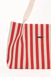 [PUP38] Ruby Beach Bag - Red Stripe Red
